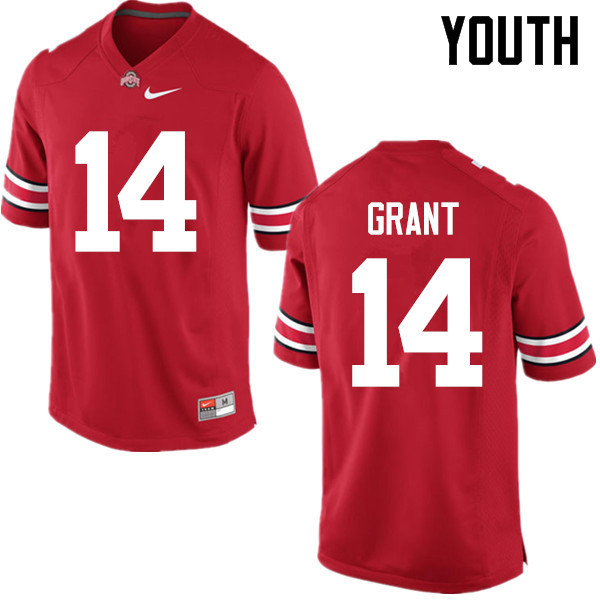 Ohio State Buckeyes Curtis Grant Youth #14 Red Game Stitched College Football Jersey